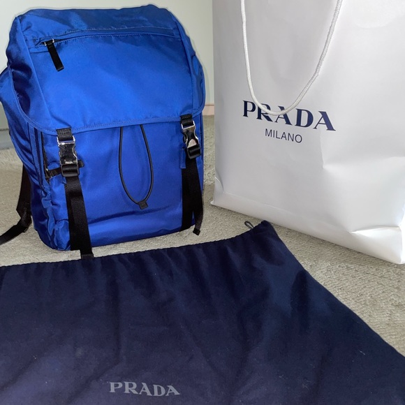 Prada Double buckle tessuto backpack blue main image 4